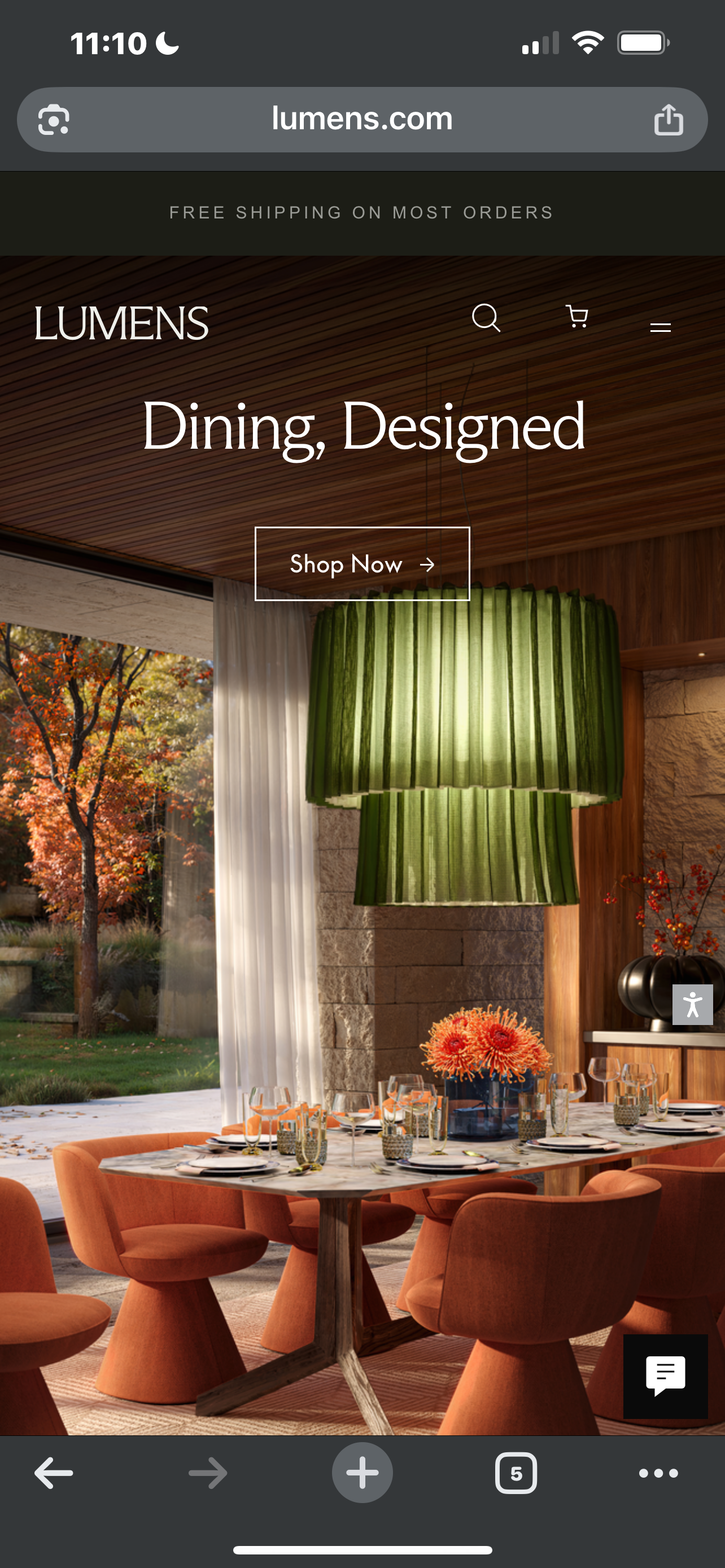 mobile size homepage of lumans lamp store